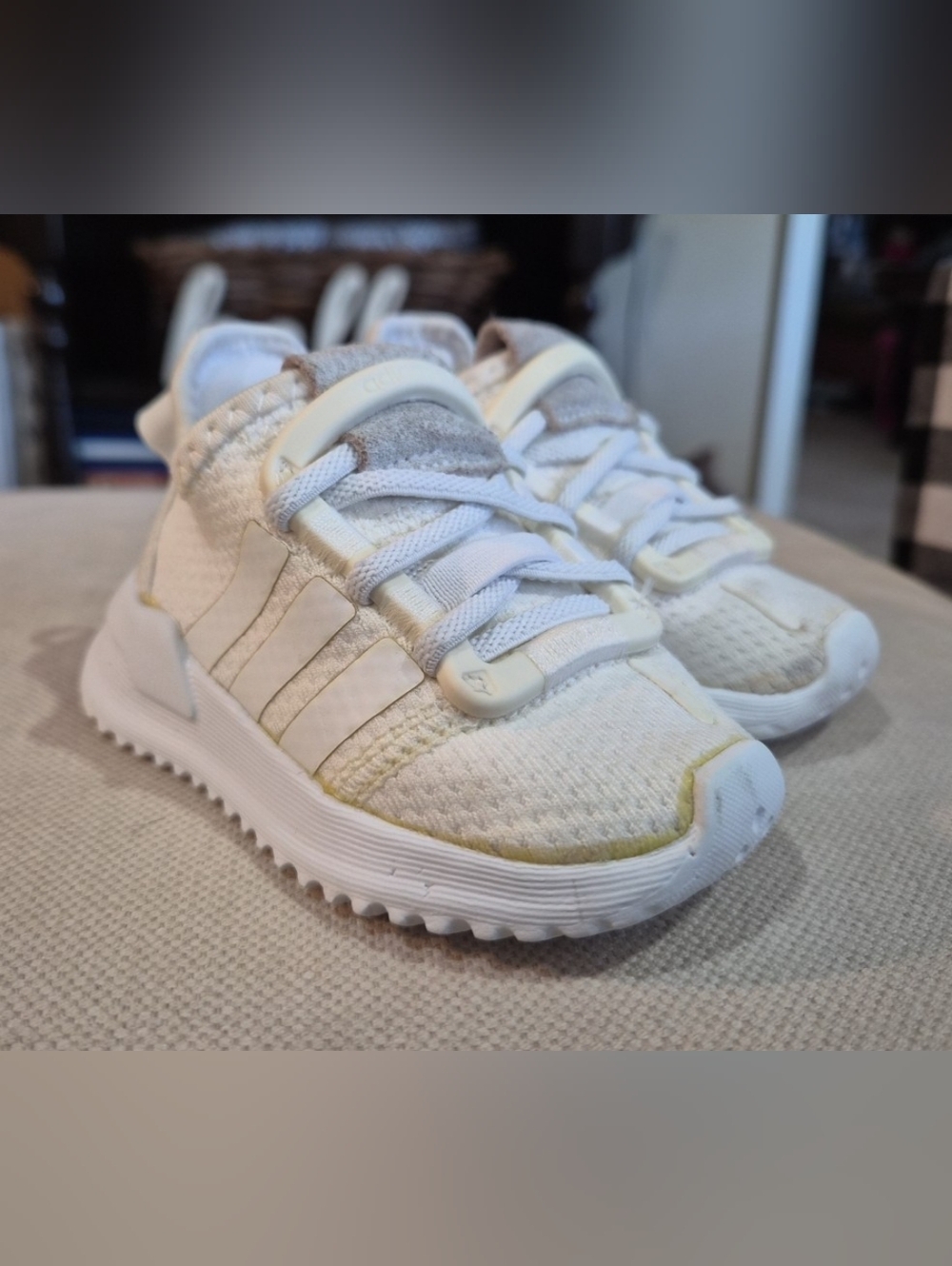 Toddler Adidas U Path Run "Triple White" Sneakers Sz. 4K